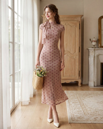 Pink Turtle Polka Dot Midi Dress
