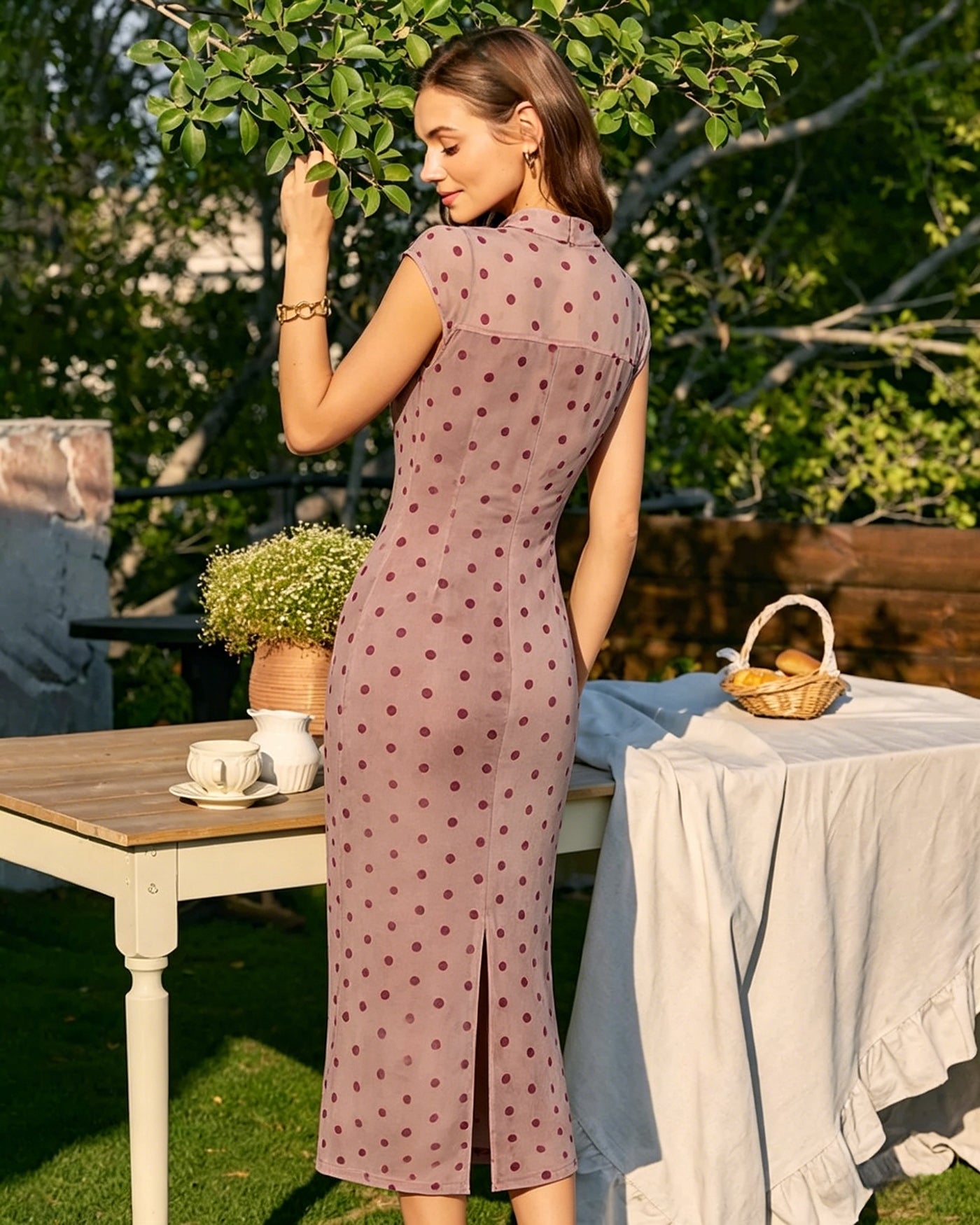 Pink Turtle Polka Dot Midi Dress