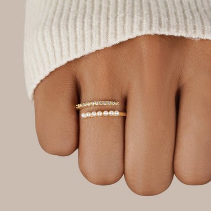 Shimmering Pearl Bypass Ring – FIORENE