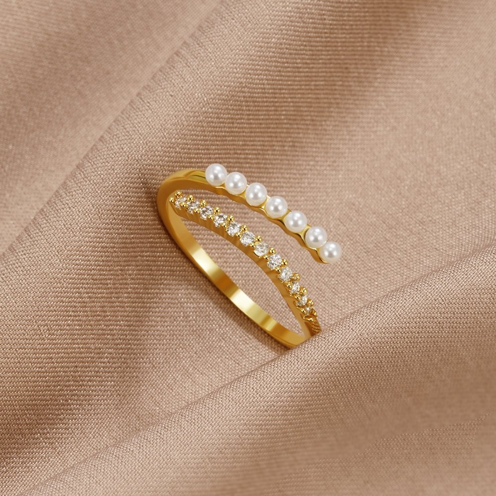 Shimmering Pearl Bypass Ring – FIORENE